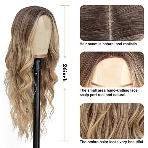 26-Inch Ombre Blonde Wavy Wig for Effortless Style