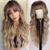 Charming Ombre Blonde Wig with Bangs - 26 Inches