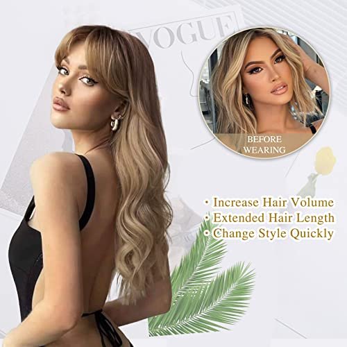 Charming Ombre Blonde Wig with Bangs - 26 Inches